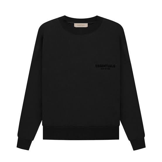 Fear of God Essentials Crewneck Sweatshirt - Black with Back Logo | Men's Casual Streetwear for Everyday Comfort & Style