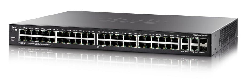 Cisco SG300-52P-K9 52-Port Gigabit PoE Managed Network Switch (Renewed) - Ideal for Office, Data Center & Small Business Network Setup