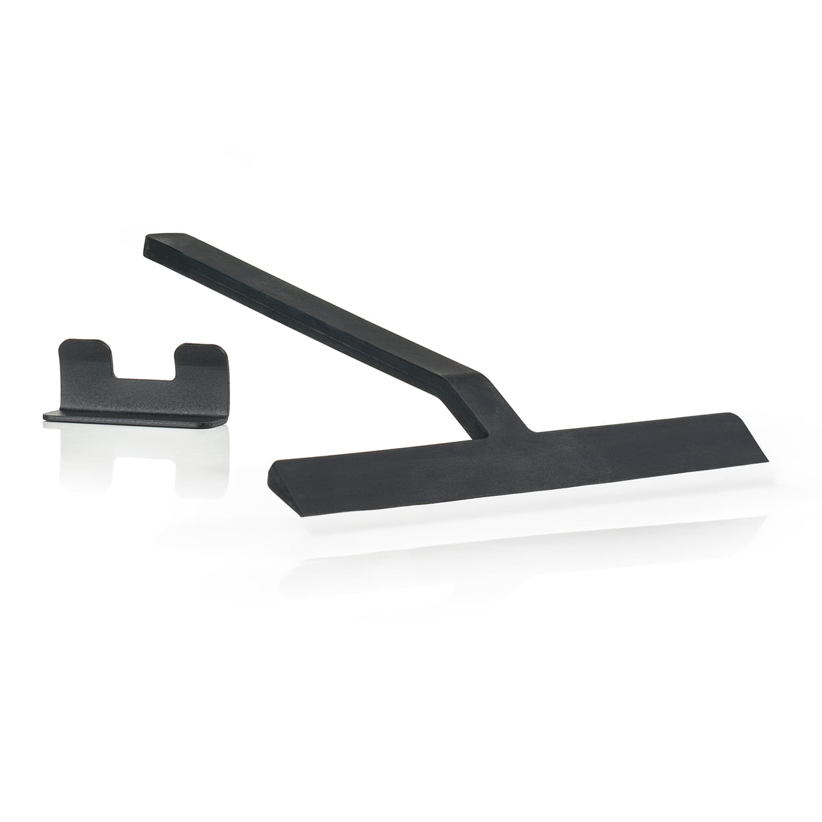 ZONE DENMARK Rim Shower Wiper with Holder - Small Black Bathroom Squeegee for Glass Doors, Tiles & Mirrors | Perfect for Shower Cleaning & Water Spot Prevention