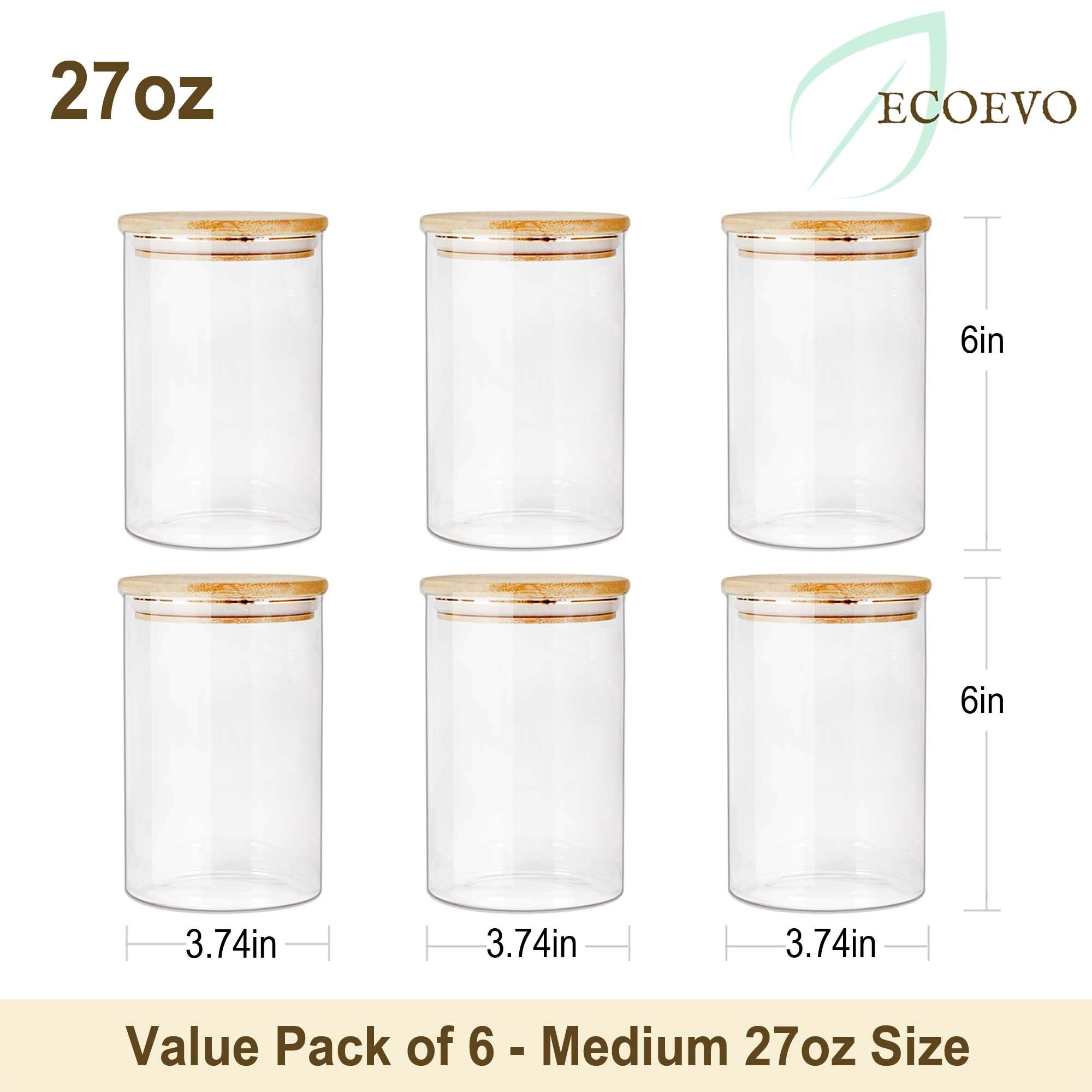 18-Pack Glass Jars with Bamboo Lids - Airtight Food Storage Containers for Pantry, Kitchen & Meal Prep | Eco-Friendly Canisters Set for Spices, Coffee, Tea & Dry Goods Organization