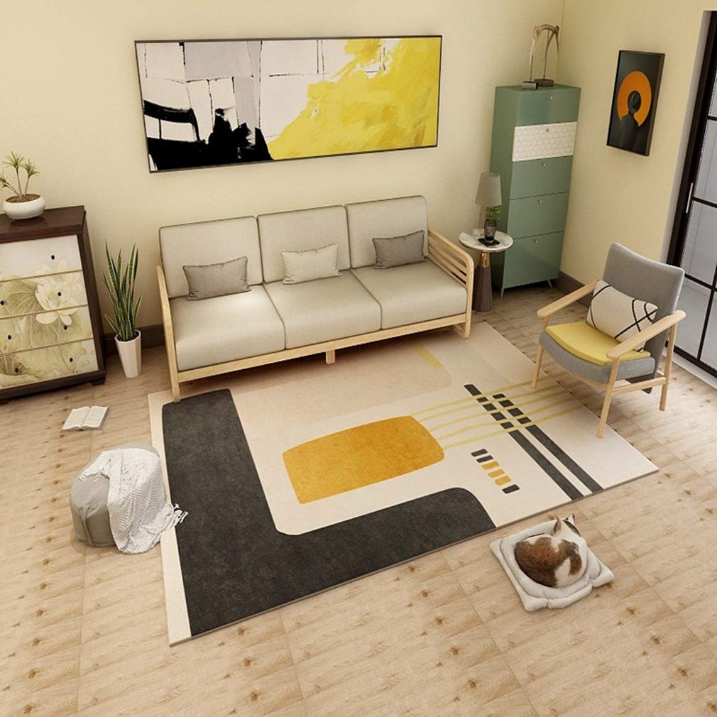 Soft Abstract Art Area Rug - 5.2'x6.5' Fleece Non-Slip Rectangular Carpet for Living Room, Bedroom, Nursery | Modern Nordic Home Decor Indoor Outdoor Runner | Perfect for Kids Crawling & Cozy Spaces