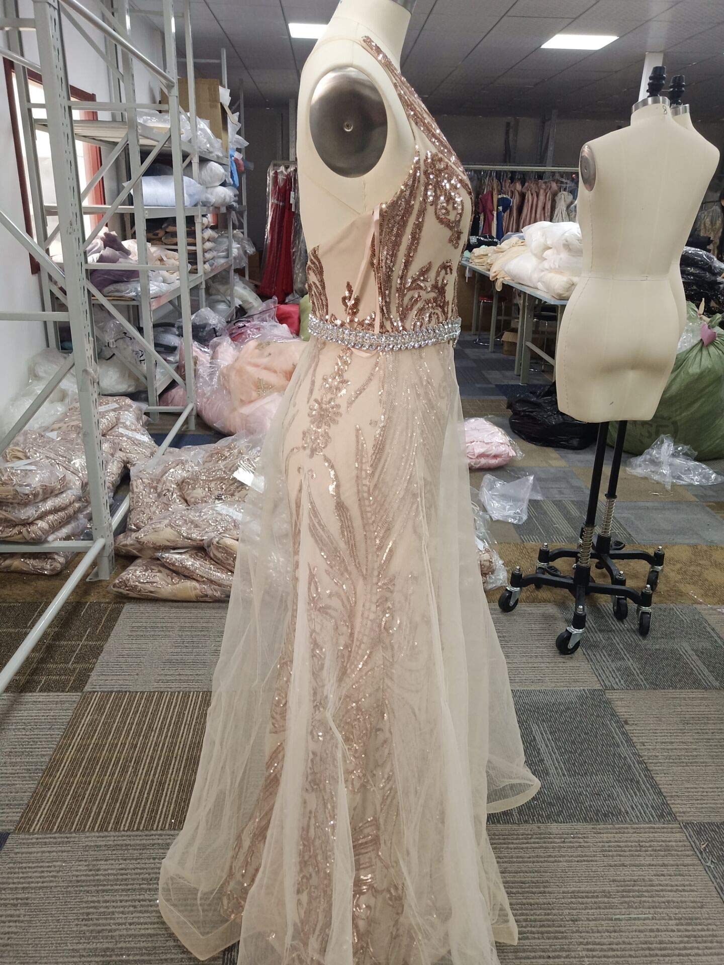 Sarahbridal Luxury Beaded Sequin Evening Gown - Elegant Tulle Applique Embroidery Prom Dress for Women 2024 | Perfect for Formal Events, Weddings & Red Carpet Occasions