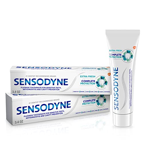 Sensodyne Complete Protection Toothpaste for Sensitive Teeth & Gingivitis Relief - Extra Fresh Mint Flavor - 3.4 oz (Pack of 2) - Ideal for Daily Oral Care & Sensitivity Treatment