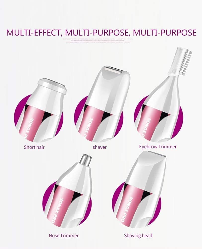 5-in-1 Electric Epilator Set for Women & Men - Painless Hair Removal Device for Bikini Area, Underarms, Eyebrows & Body - Rechargeable Wet/Dry Trimmer for Sensitive Skin | Perfect for Travel, Gym & Home Use