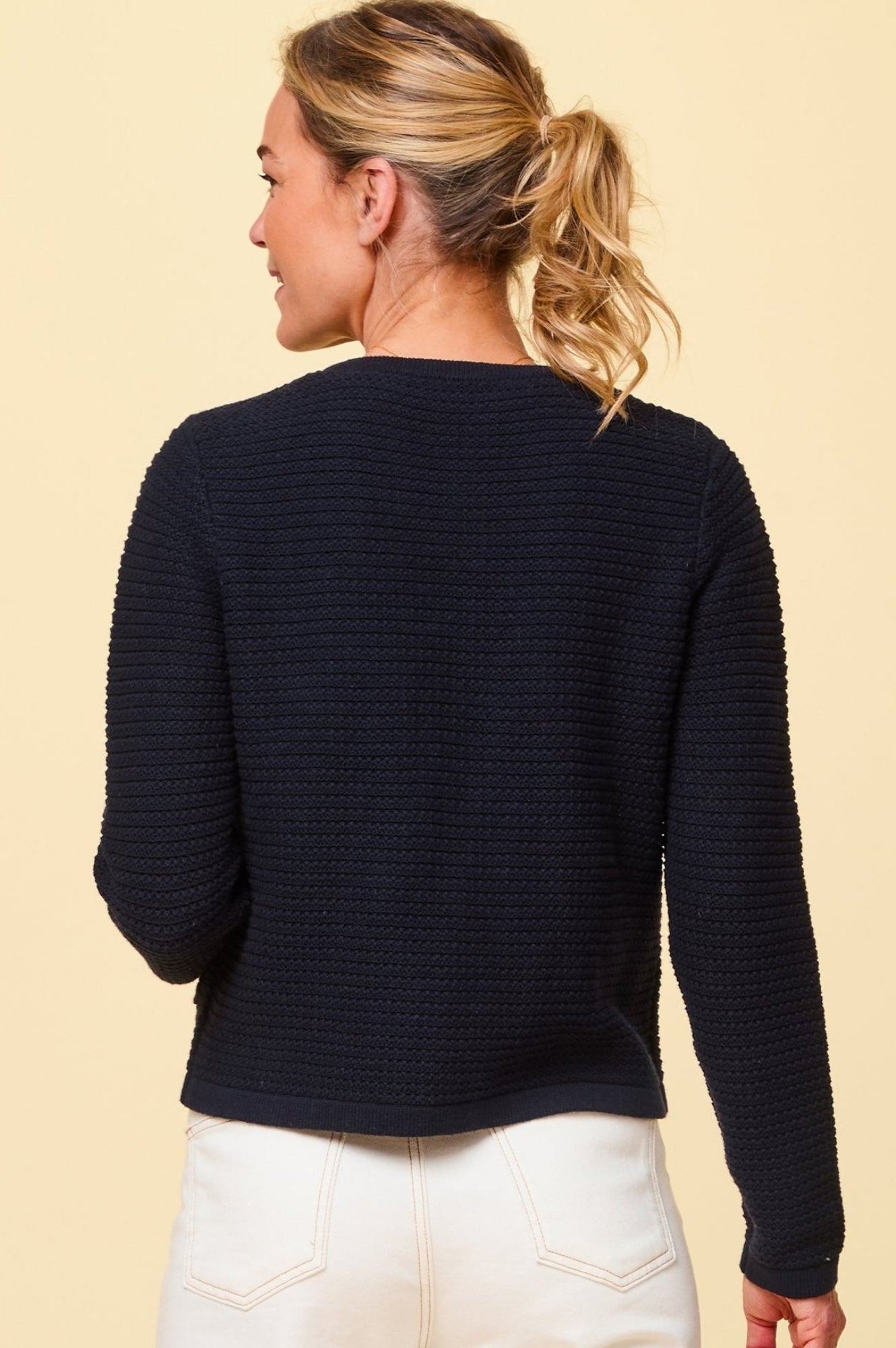 Constanza Cardigan Women's Navy Blue Knit Sweater - Cozy Fall & Winter Layering for Casual Outfits