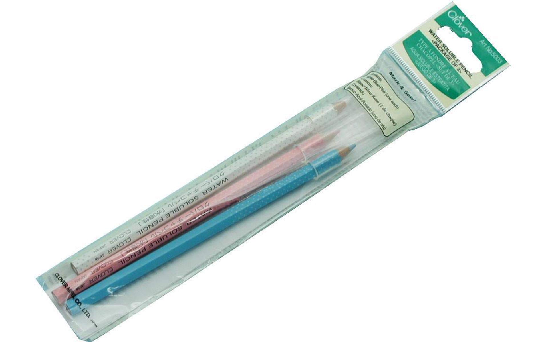 Clover Water Soluble Pencils - White, Pink, Blue for Art & Sketching