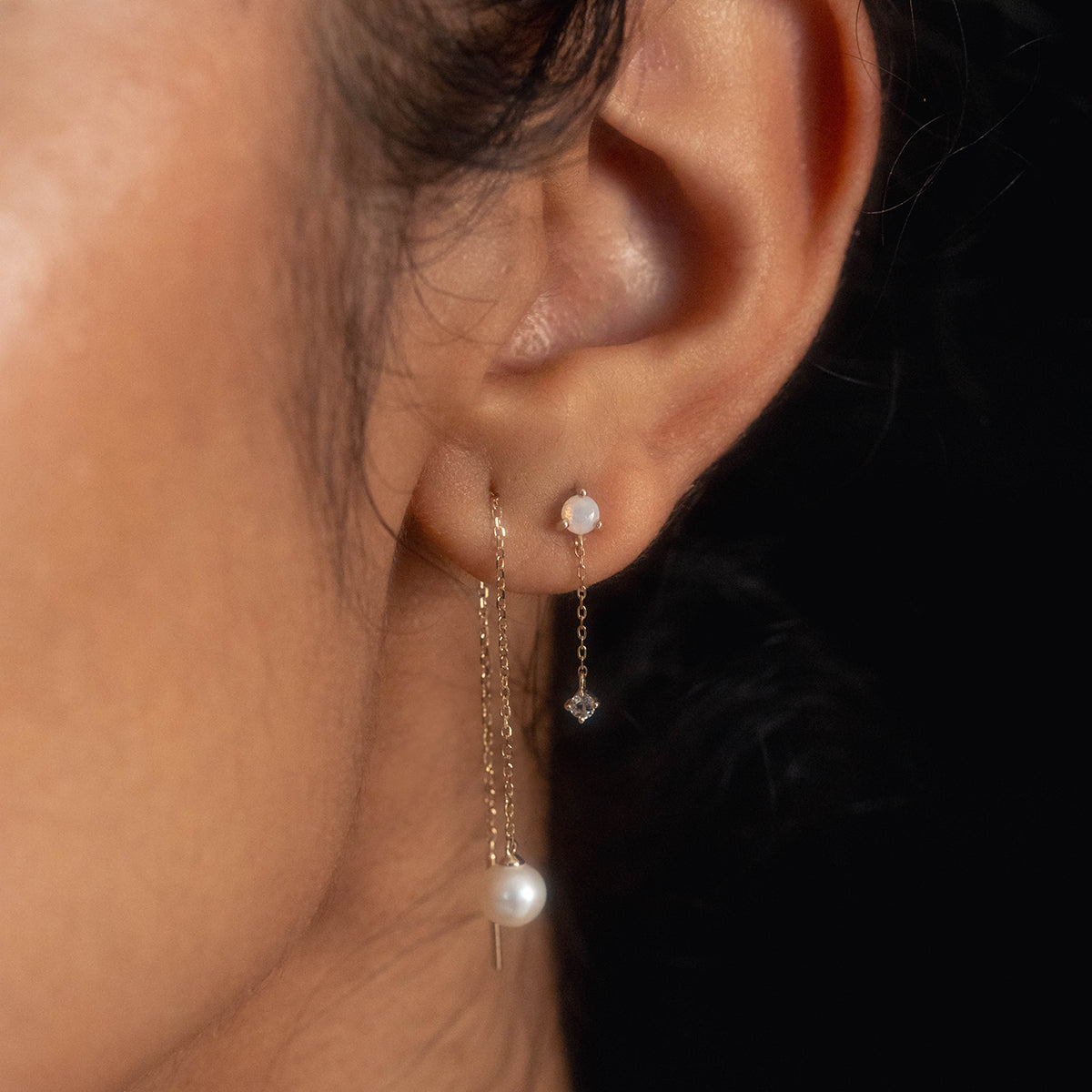 Solid Gold Delicate Opal Drop Stud Earrings for Women - Dainty Everyday Jewelry, Gift for Her, Wedding & Party Accessories