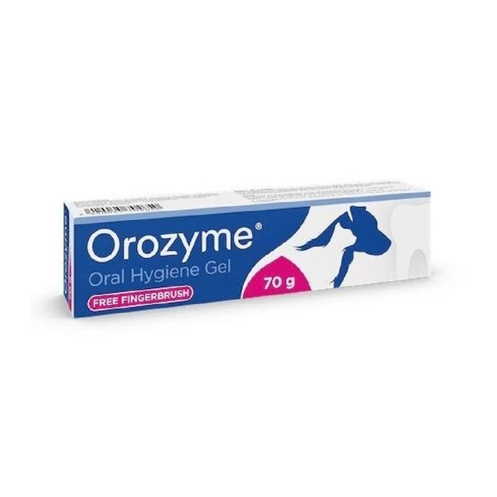 Orozyme Oral Hygiene Gel for Dogs & Cats - Teeth Cleaning & Plaque Remover with Fingerbrush - Freshens Breath & Promotes Healthy Gums for Pets (Use for Daily Dental Care & At-Home Teeth Cleaning)