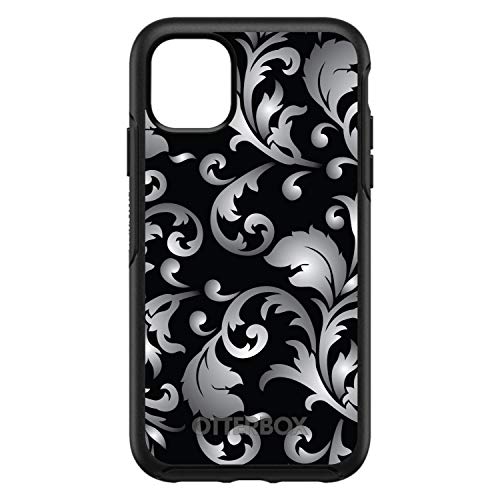 Silver Grey Black White Floral On Black Case
