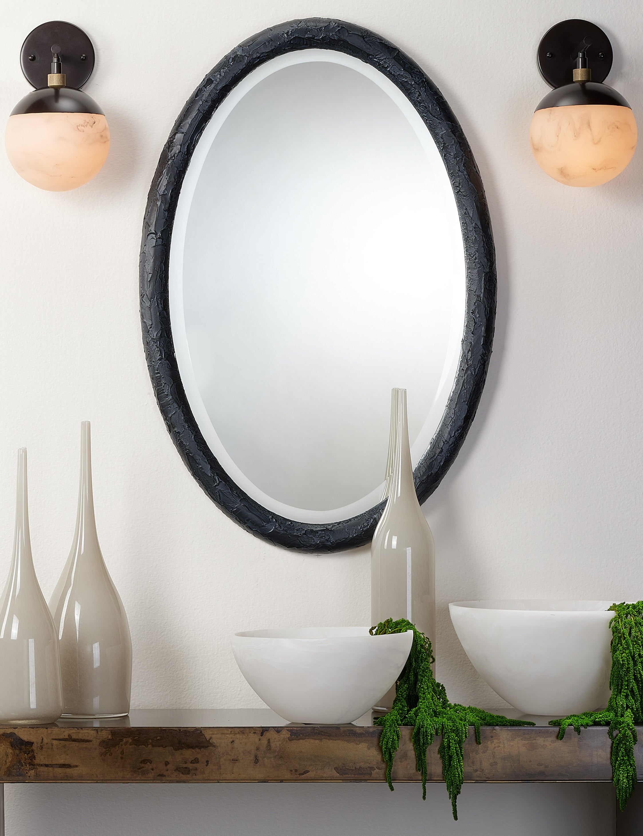 Demna Oval Mirror - Modern Wall Decor for Living Room, Bedroom & Bathroom - Elegant Framed Glass Mirror for Home & Office - Perfect for Vanity, Entryway & Dressing Area