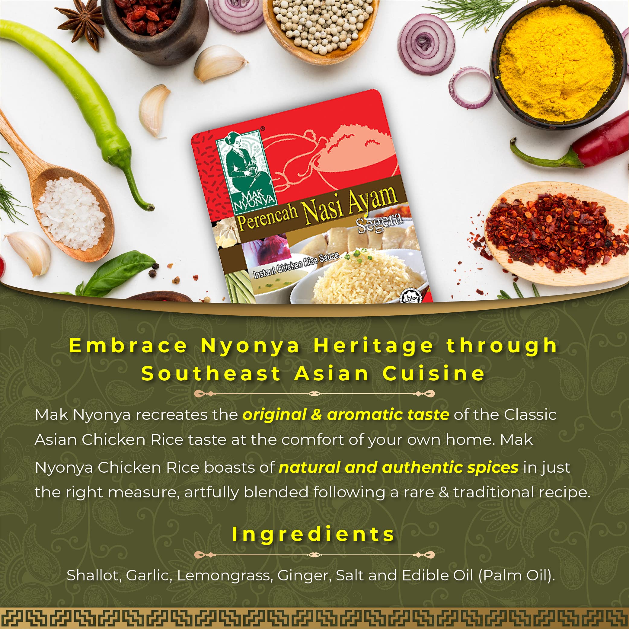 Authentic Mak Nyonya Instant Chicken Rice Sauce X2, Chicken Curry Sauce X2, Portuguese Style Steamed Fish Sauce X1 | Premium Asian Spices & Hot Sauces | Stir Fry & Cooking Sauces | Delicious Asian Food | 7oz Each | Perfect for Home Cooking, Meal Prep & Asian Cuisine Lovers