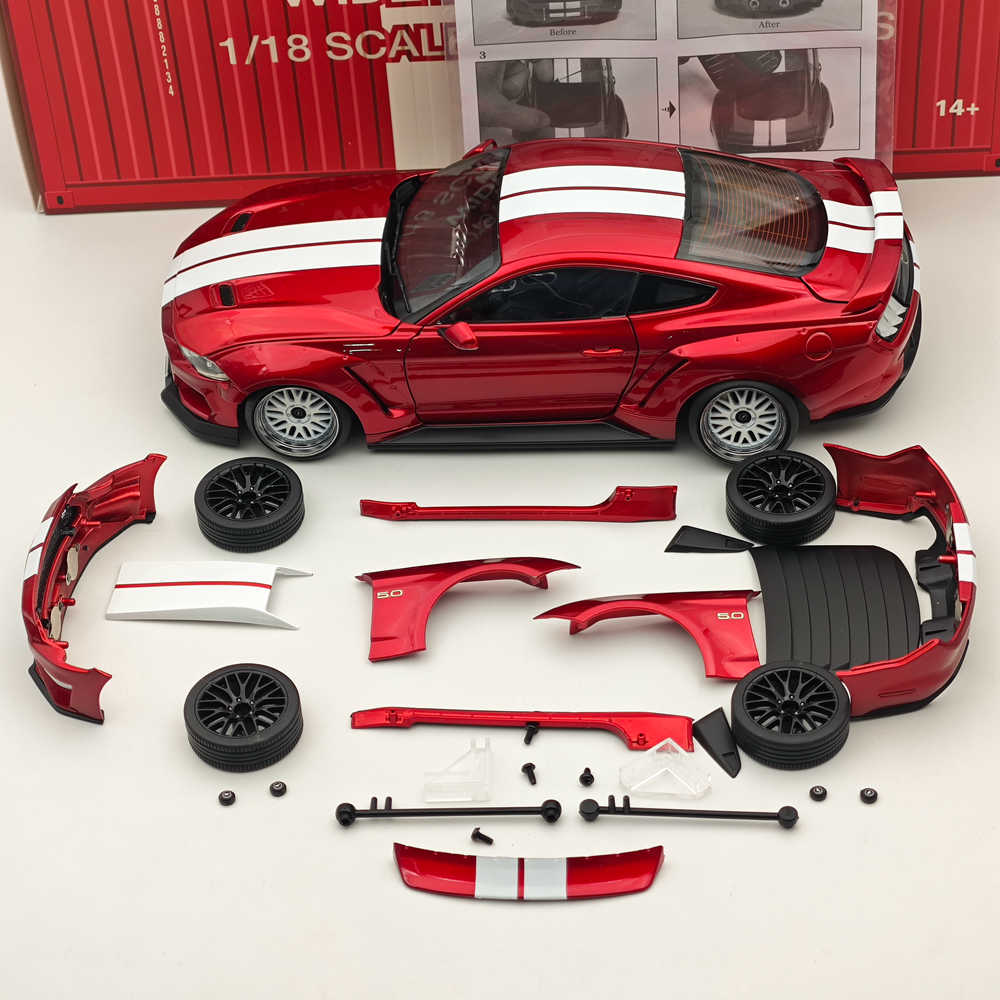 2019 Ford Mustang GT 1/18 Scale Diecast Model Car with Widebody Kit - Red RHD Collectible for Car Enthusiasts | Perfect for Display, Gifts, and Hobby Collections