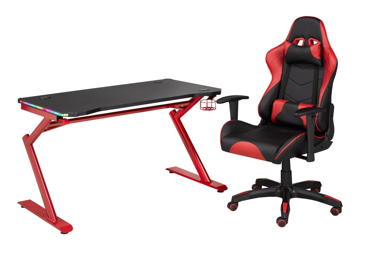 Premium Gaming Desk & Chair Set - Ergonomic Black/Red Gamer Setup for PC & Console Gaming - Perfect for Home Office & Streaming Stations