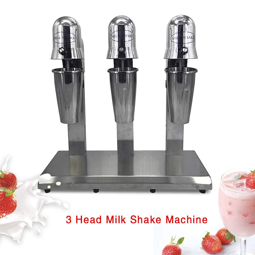 Commercial Electric Milkshake Maker - 110V 18000 RPM 3-Head Stainless Steel Drink Mixer for Juice, Tea & Smoothies - Includes 6pcs 800ml Cups & 2-Speed Adjustable - Perfect for Restaurants, Cafes & Smoothie Shops