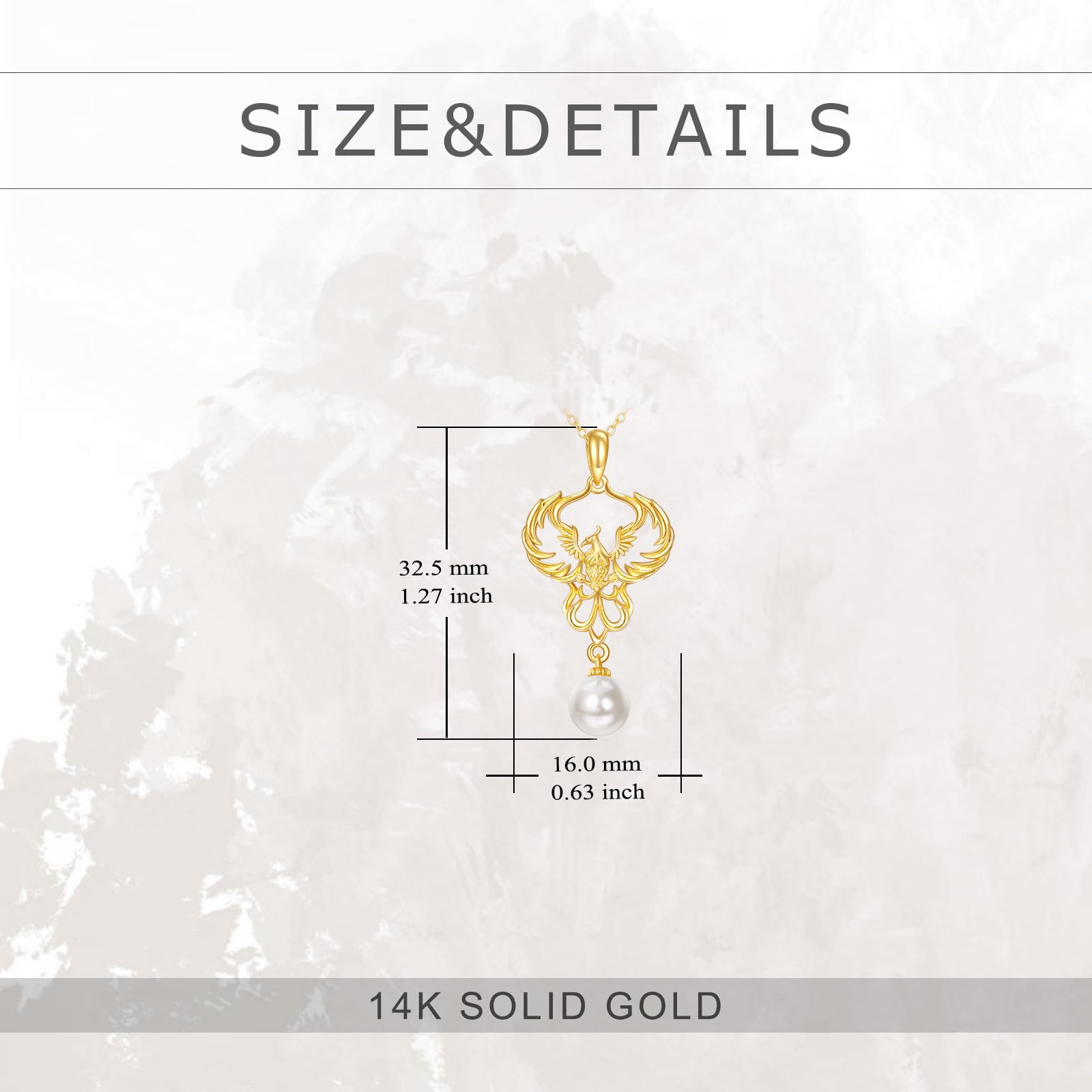 14K Gold Phoenix Pendant Necklace - Elegant Bird of New Beginnings & Rebirth Jewelry for Women | Perfect Birthday, Anniversary & Spiritual Gift for Her | Ideal for Weddings, Special Occasions & Everyday Wear
