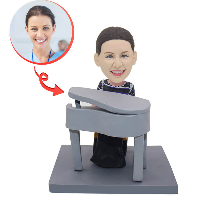 Custom Piano Player Bobblehead for Women - Personalized Music Lover Gift - Perfect for Pianists, Teachers & Music Enthusiasts