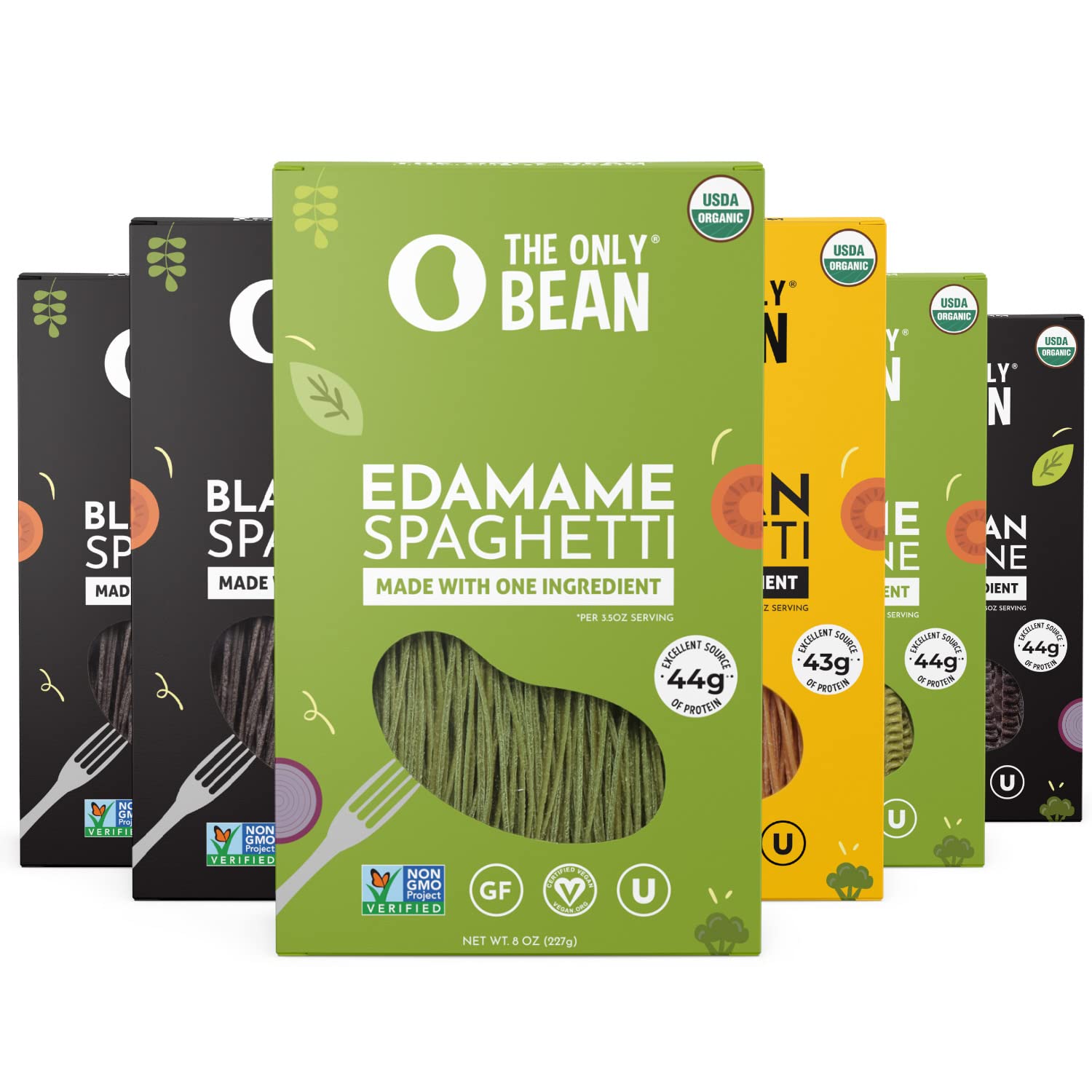 Organic Gluten-Free Pasta Variety Pack - Soy, Black Bean & Edamame Spaghetti & Fettuccine | Keto, Low Carb, High Protein Vegan Noodles | Healthy Meal Prep, Weight Loss & Plant-Based Diets | 6-Pack (8 oz Each)