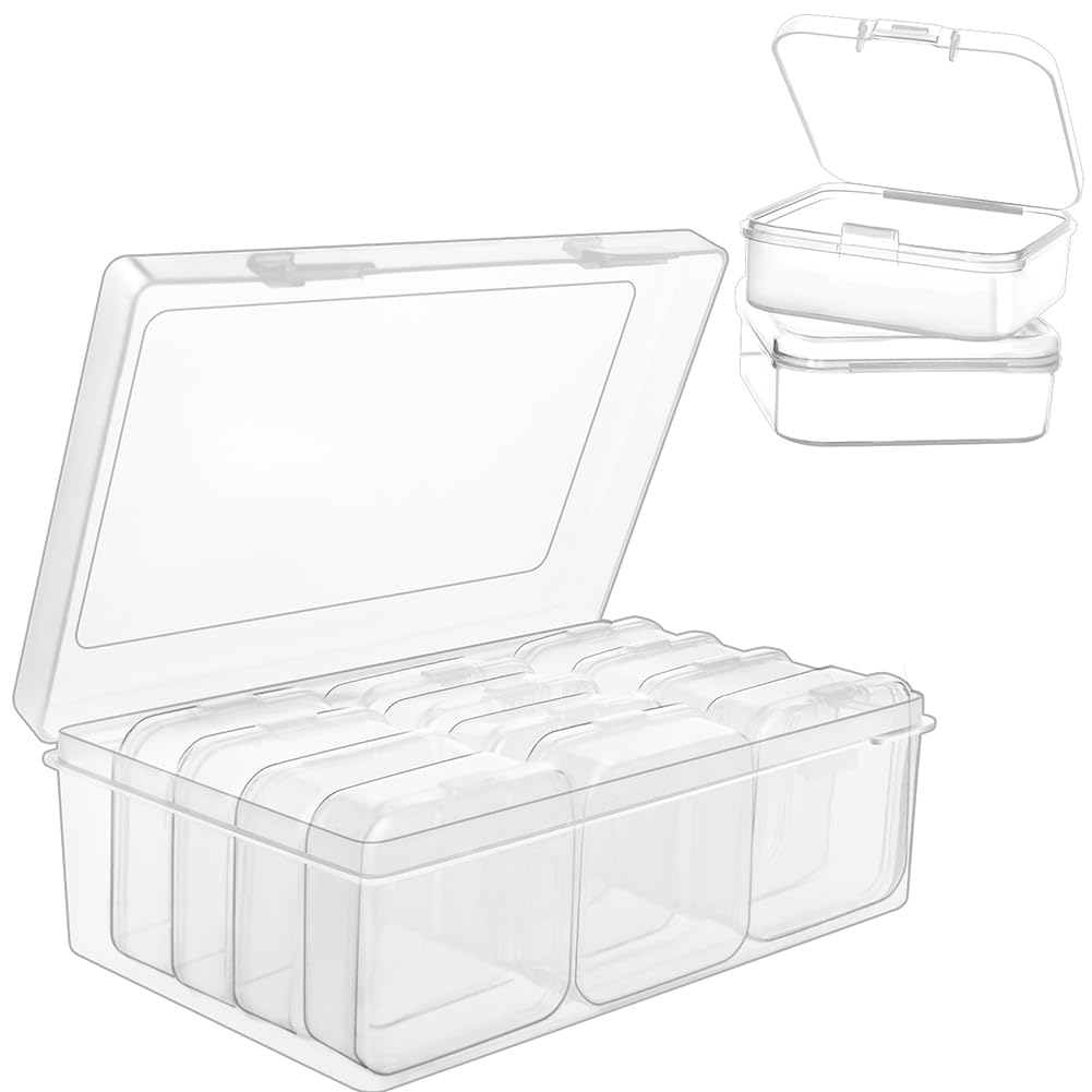 Clear Mini Plastic Bead Storage Organizer Box - 13-Piece Transparent Jewelry Bead Containers with Lids for Crafting, DIY, and Jewelry Making Supplies