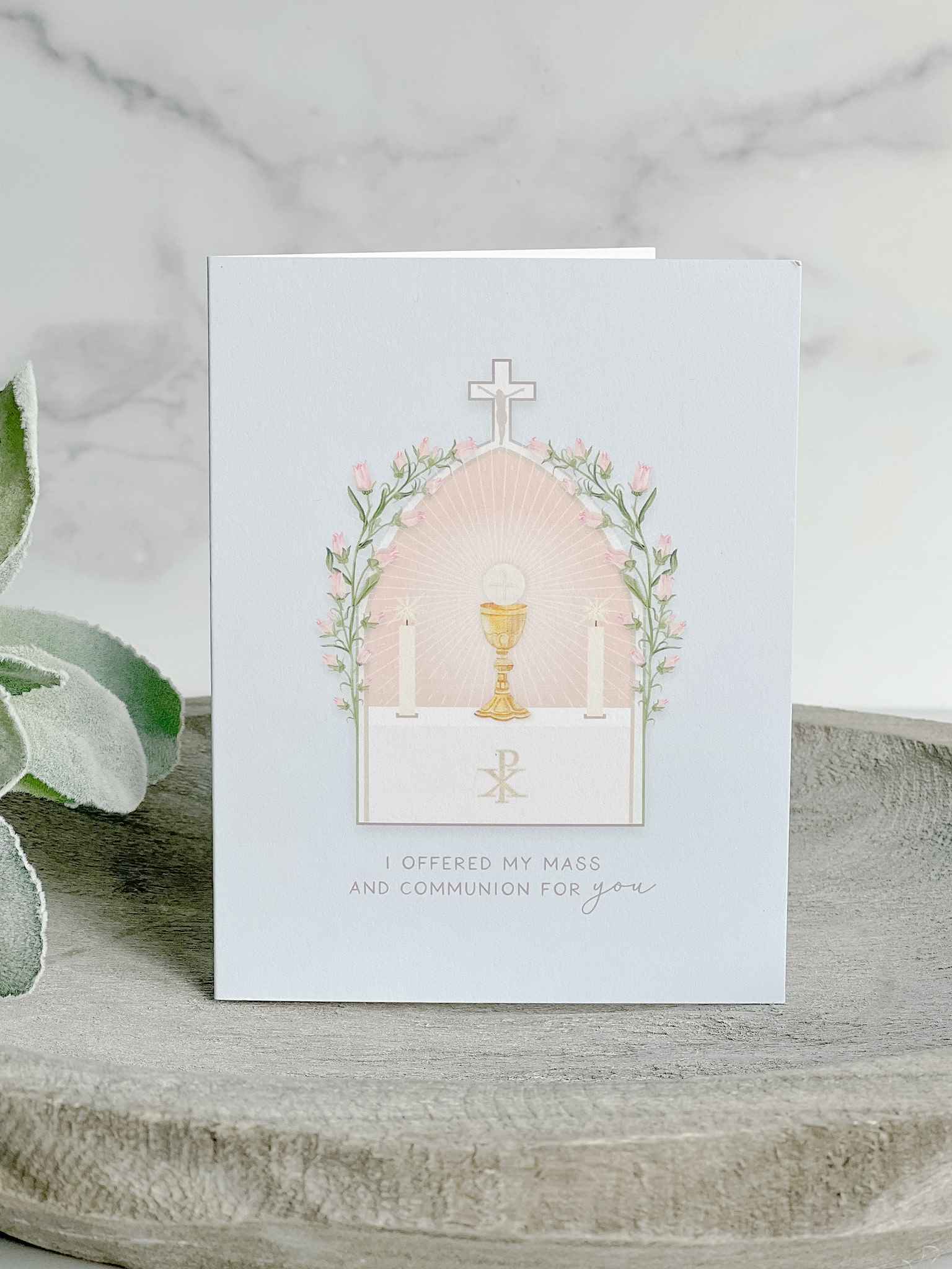 I Prayed For You at Mass Card - Set of 4 Religious Greeting Cards for Catholic Prayer & Encouragement - Perfect for Church, Baptism, First Communion & Sympathy Gifts