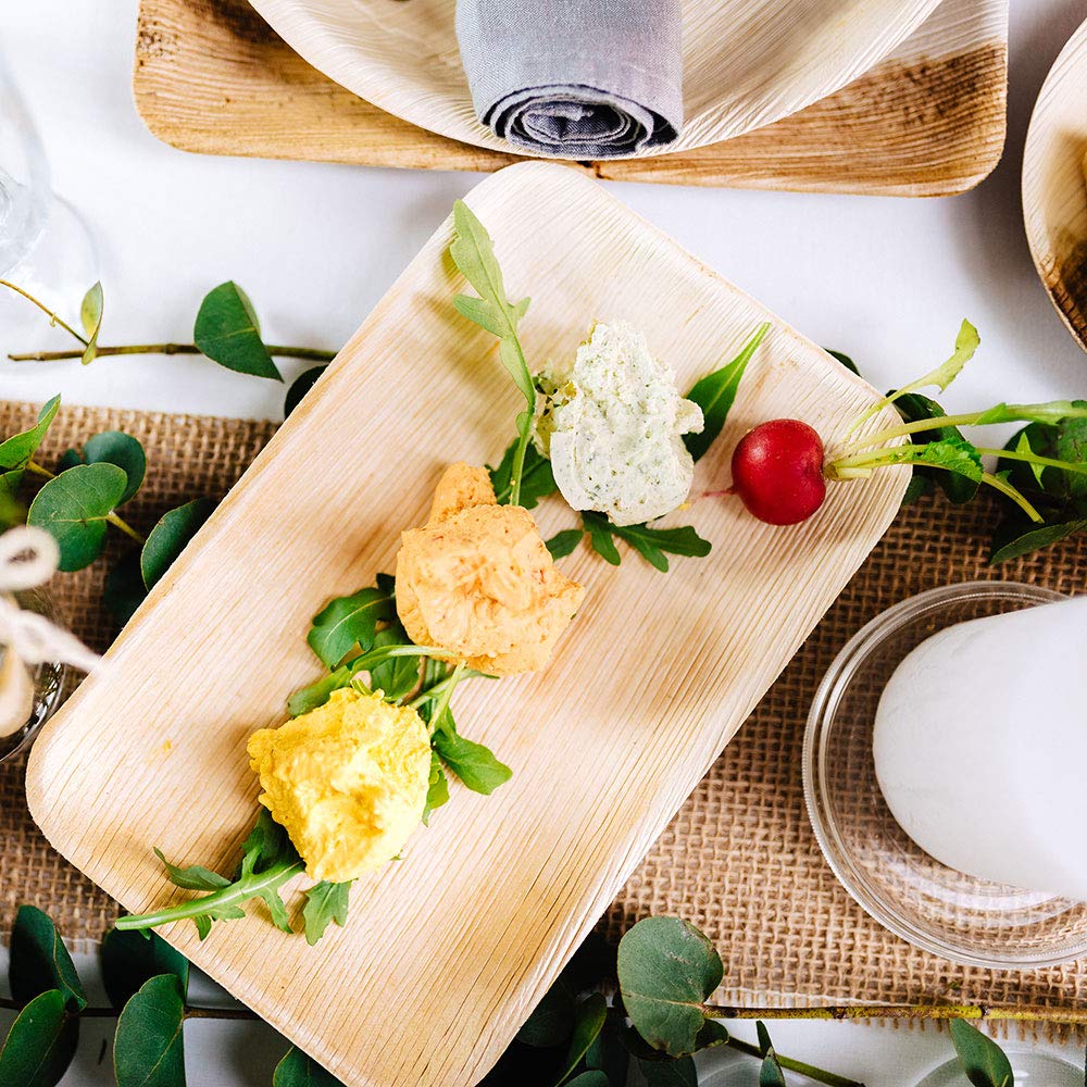 BIOZOYG 200 Pack 10x6 Inch Eco-Friendly Palm Leaf Plates - Biodegradable Rectangular Disposable Tableware for Weddings, Parties & Events | Sustainable Compostable Dinnerware for Outdoor Picnics, BBQs & Catering