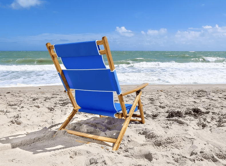 Premium Seagrove Beach Wood Folding Chair - Lightweight, Durable & Comfortable for Beach, Pool, Backyard, Camping & Outdoor Relaxation