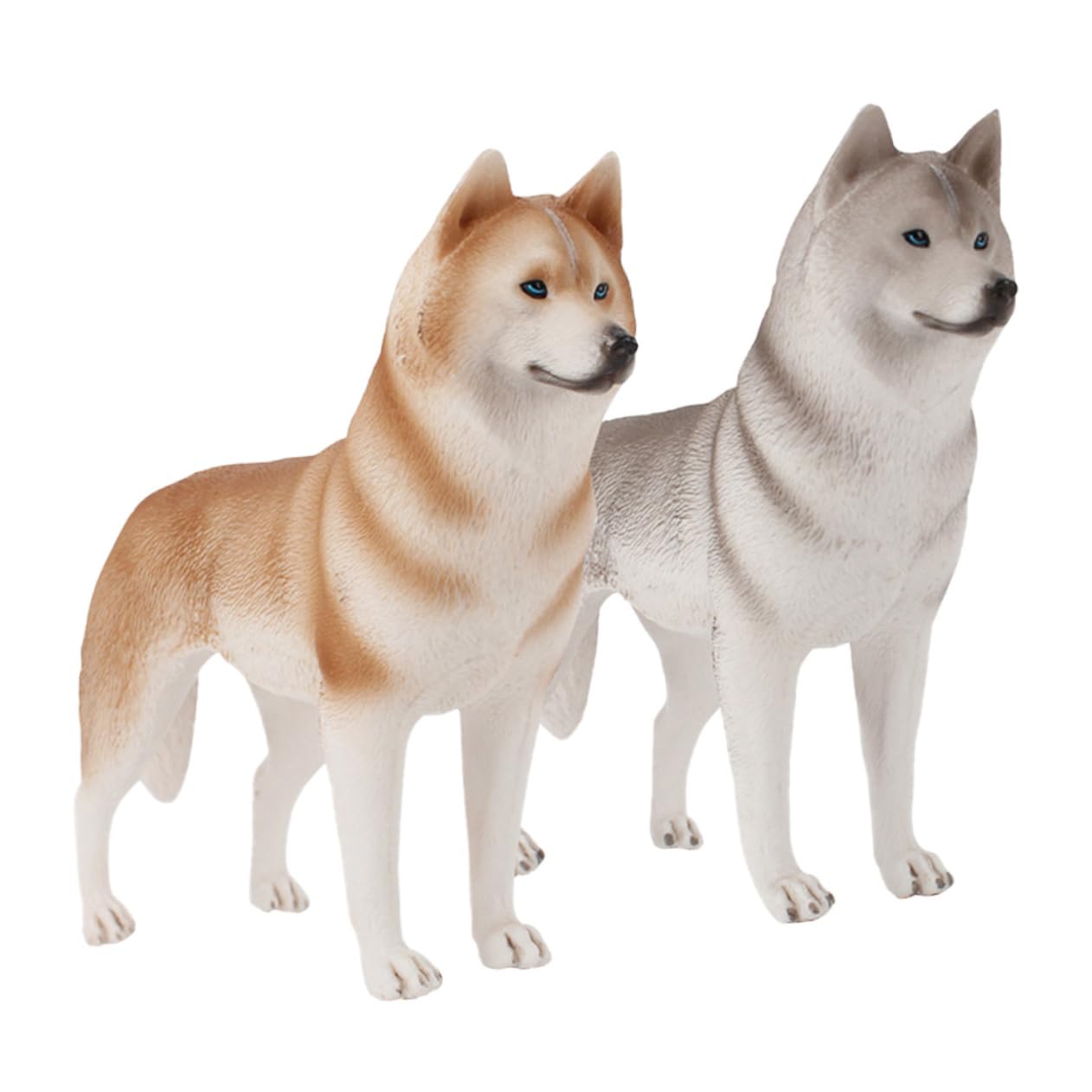 KOMBIUDA 2-Piece Husky Dog Figurine Set - Miniature Animal Educational Toys for Kids, Woodland Creature Playset, PVC Puppy Pet Figures - Perfect for Halloween Decor, Classroom Learning & Imaginative Play
