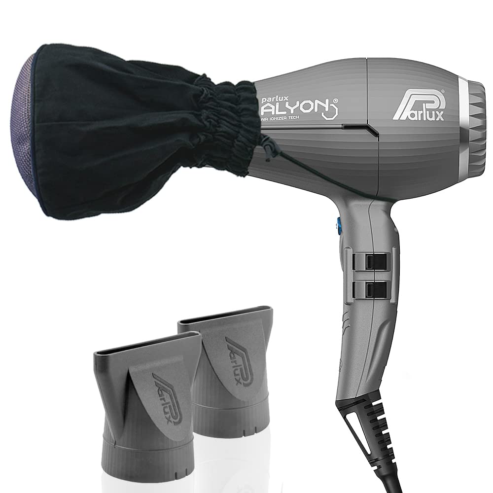 Parlux Alyon Matte Graphite Professional Hair Dryer with M Hair Designs Metal Mesh Diffuser - 2 Piece Styling Bundle for Salon-Quality Blowouts at Home