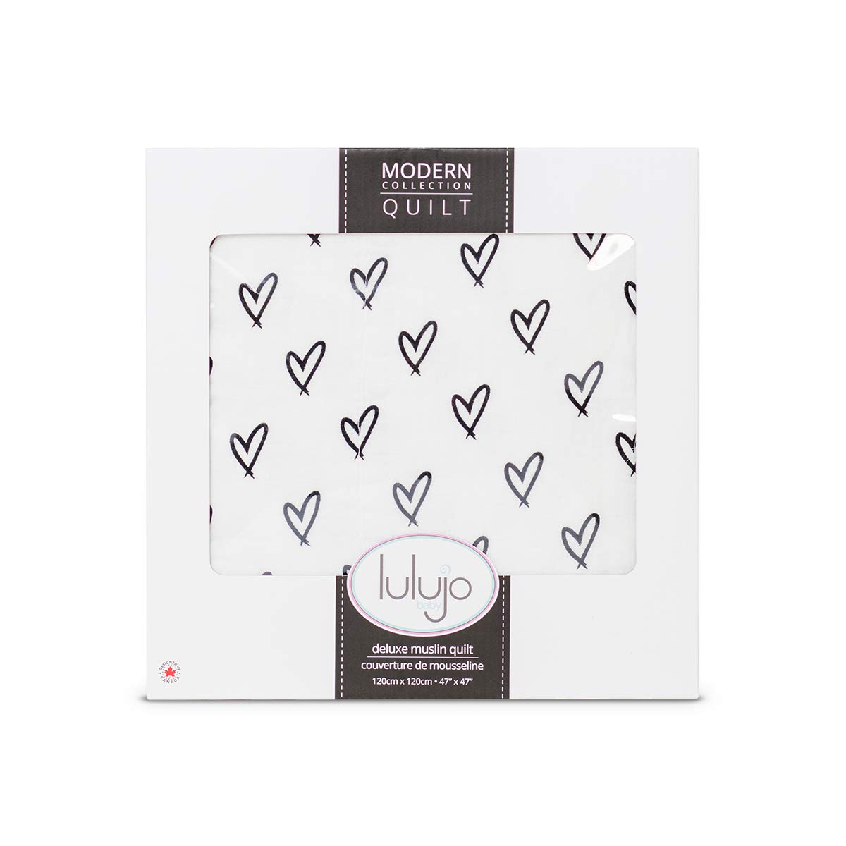 Lulujo Baby Quilt Blanket - Ultra Soft Bamboo Viscose Muslin Swaddle Blanket with Jersey Trim | 47x47 Inch Neutral Receiving Blanket for Newborns | Perfect for Nursery, Stroller & Photo Shoots