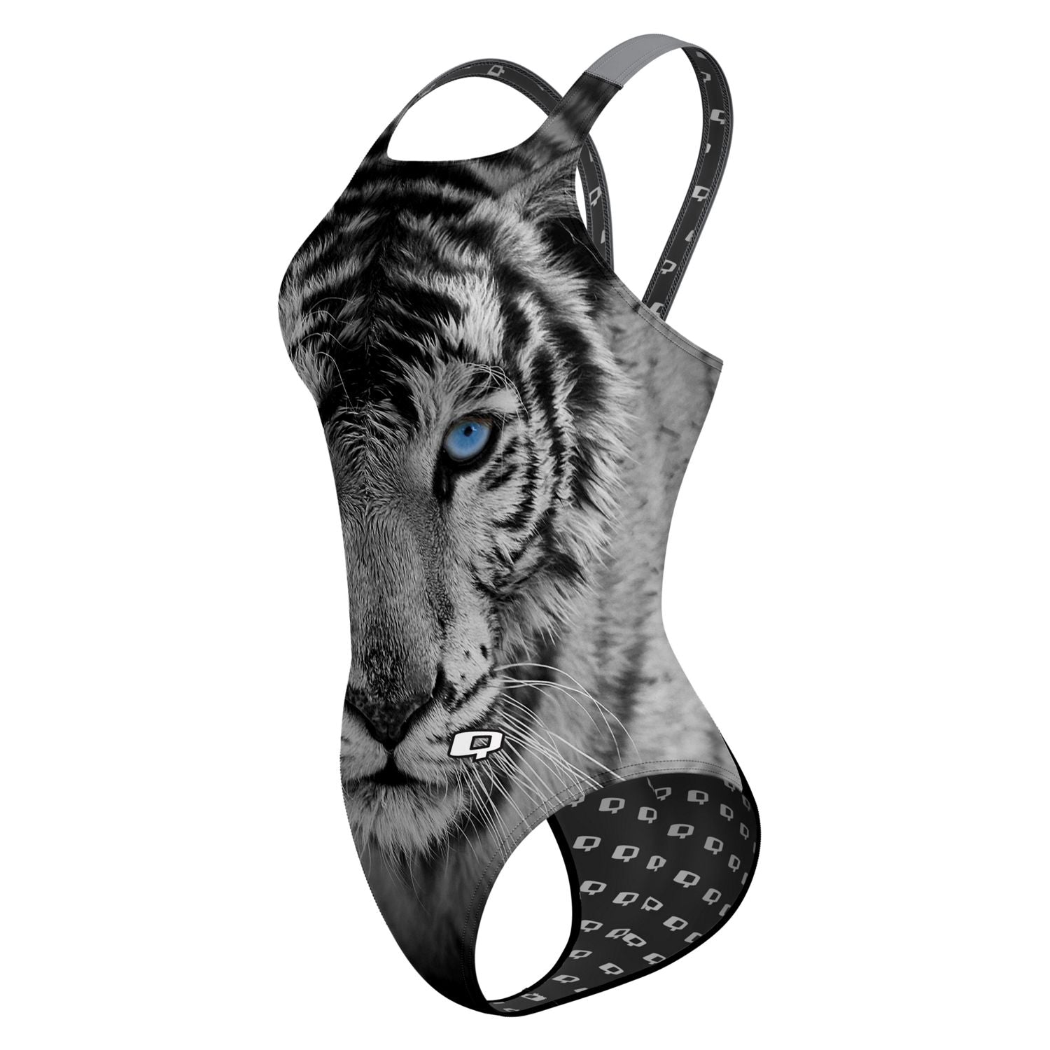White Tiger Classic Strap Swimsuit - Women's One Piece Bathing Suit for Beach & Pool - Perfect for Summer Vacation, Swimming & Water Sports