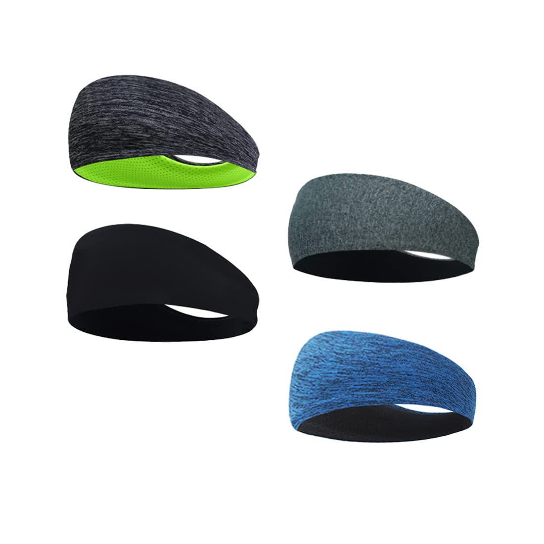 4 Pack Unisex Workout Headbands - Sweat Wicking Stretchy Sports Headbands for Running, Basketball, Yoga & Exercise - Breathable Hairbands for Men & Women - Perfect for Gym, Fitness & Active Lifestyles