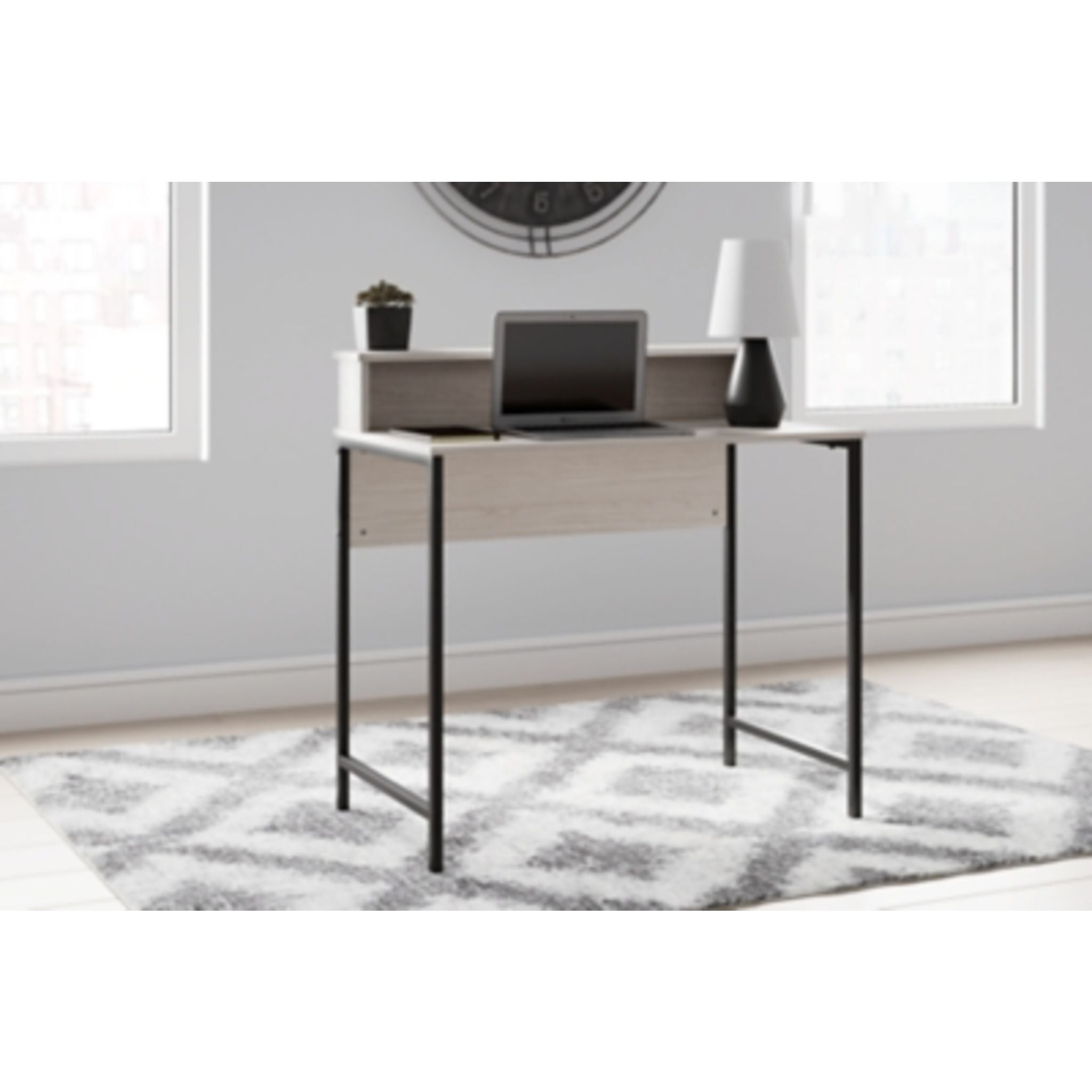 Bayflynn Modern Office Desk - White & Black Ergonomic Computer Workstation for Home & Office Use | Perfect for Remote Work, Gaming & Study