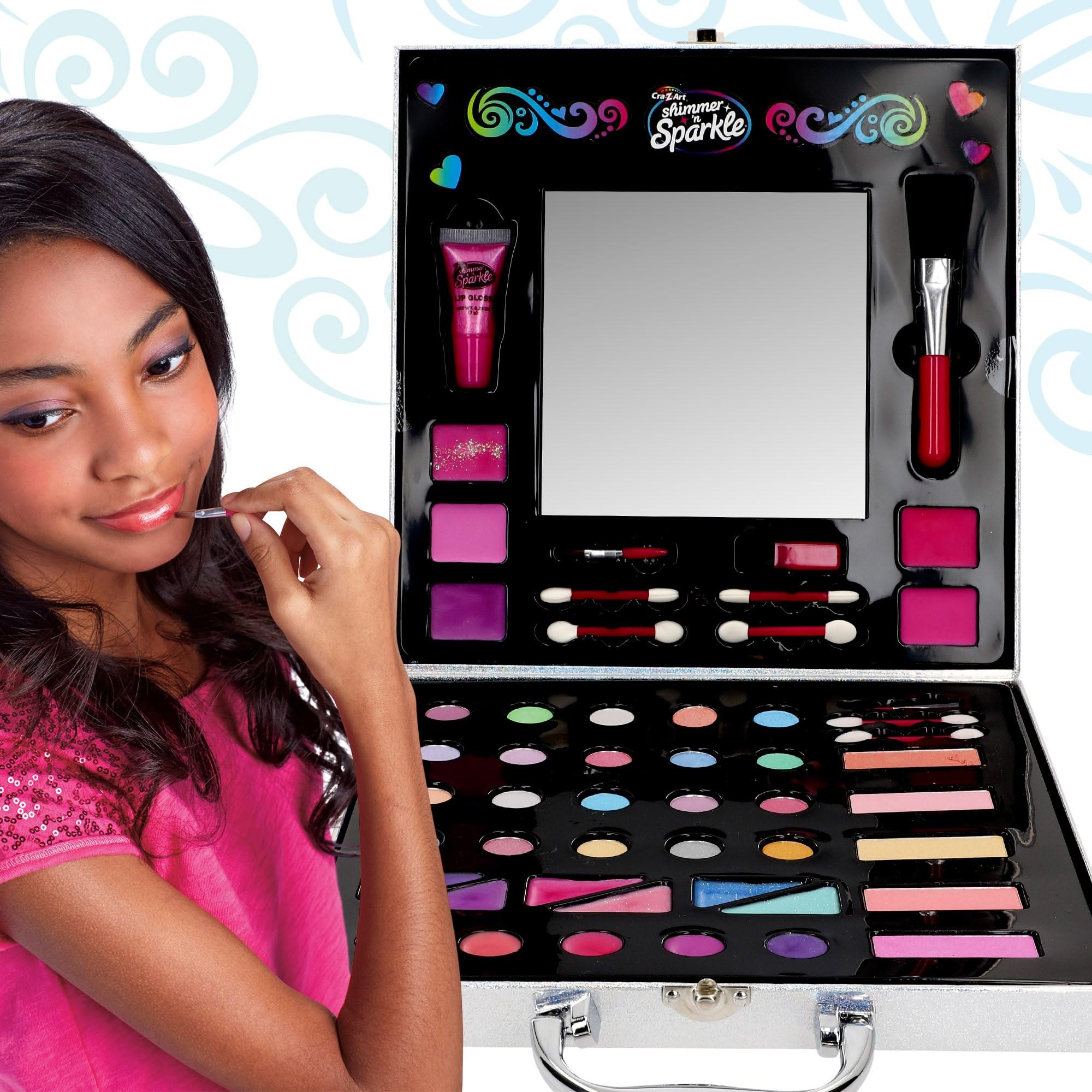 COLORBABY Shimmer N Sparkle Makeup Kit for Girls - 35 Eyeshadows & Glitters | Play & Pretend Beauty Studio