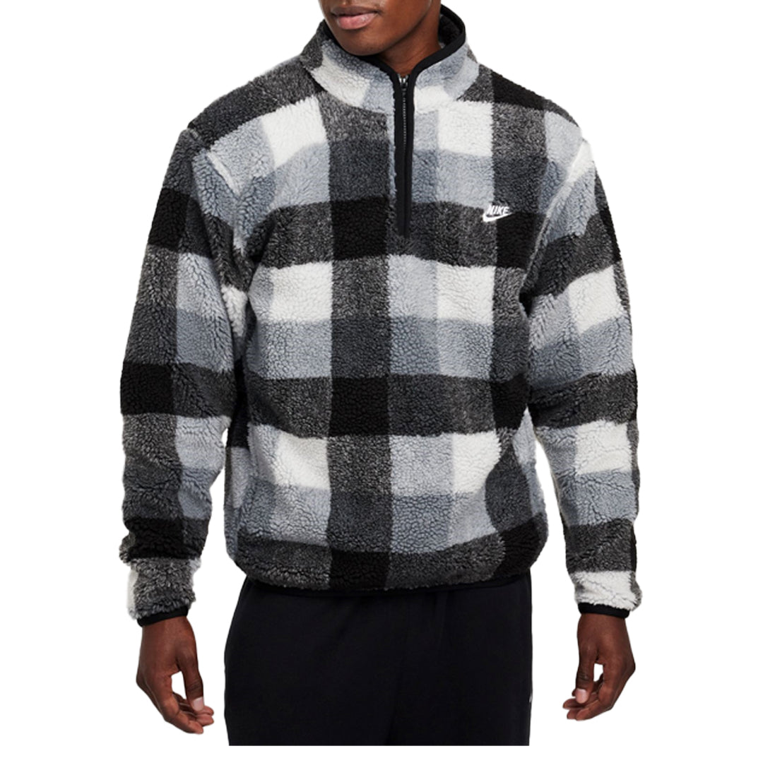 Winterized Fleece Half Zip Pullover - Black & White | Warm & Cozy Layering for Outdoor Activities, Hiking, and Casual Wear