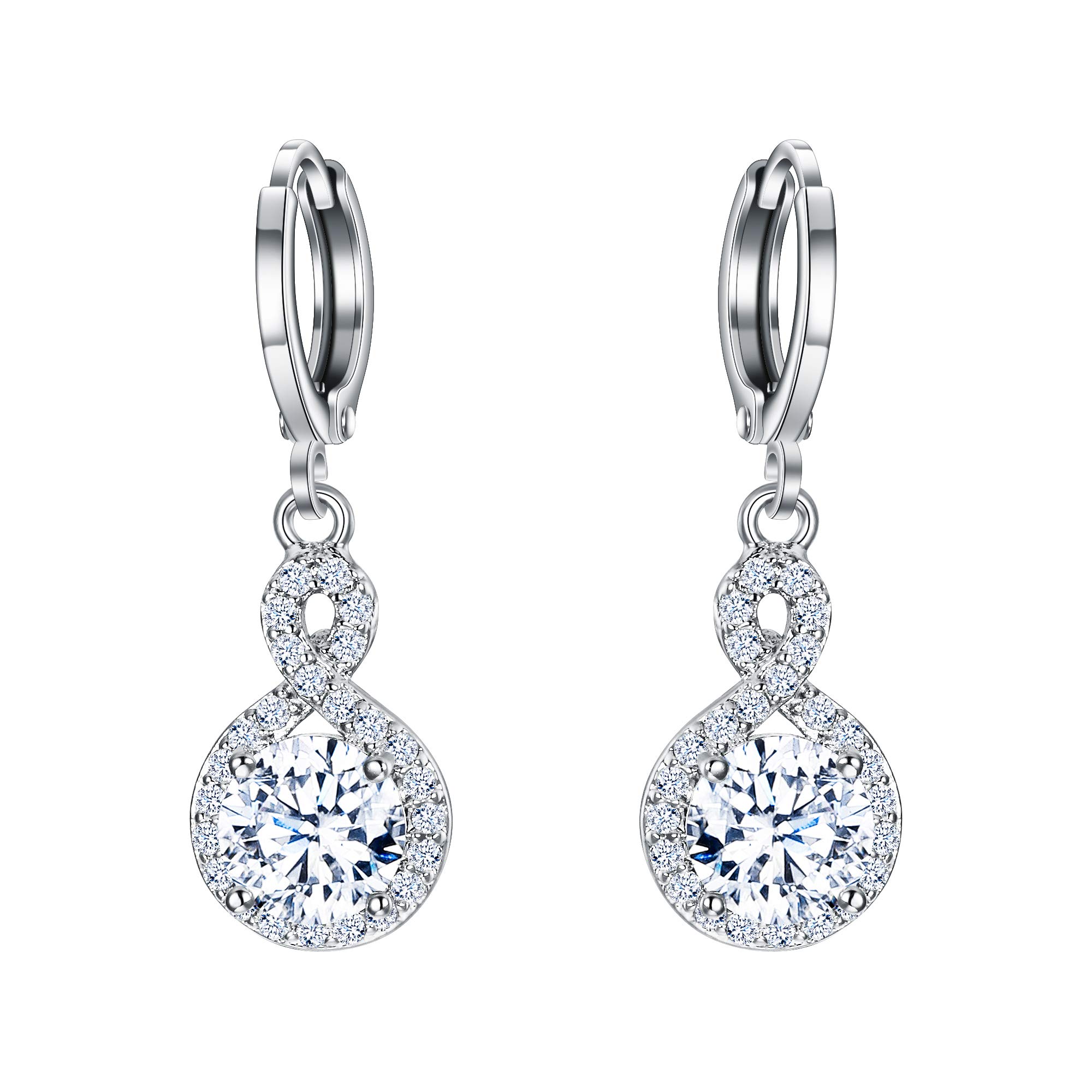 Sparkly Round Cubic Zirconia Infinity 8-Shaped Halo Huggie Hoop Earrings for Women - Elegant Bridal Jewelry, Wedding Party Gift, Anniversary Present - Perfect for Brides, Prom, Date Night & Special Occasions