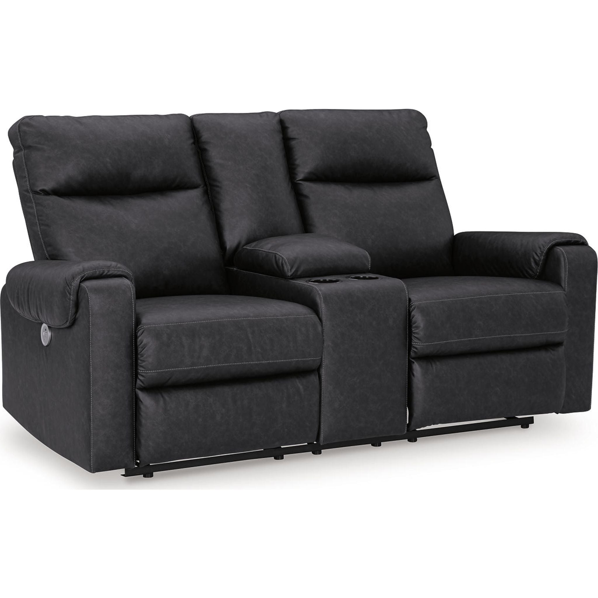 Axtellton Power Reclining Loveseat with Console in Carbon - Modern Electric Recliner Sofa for Living Room, Home Theater & Relaxation