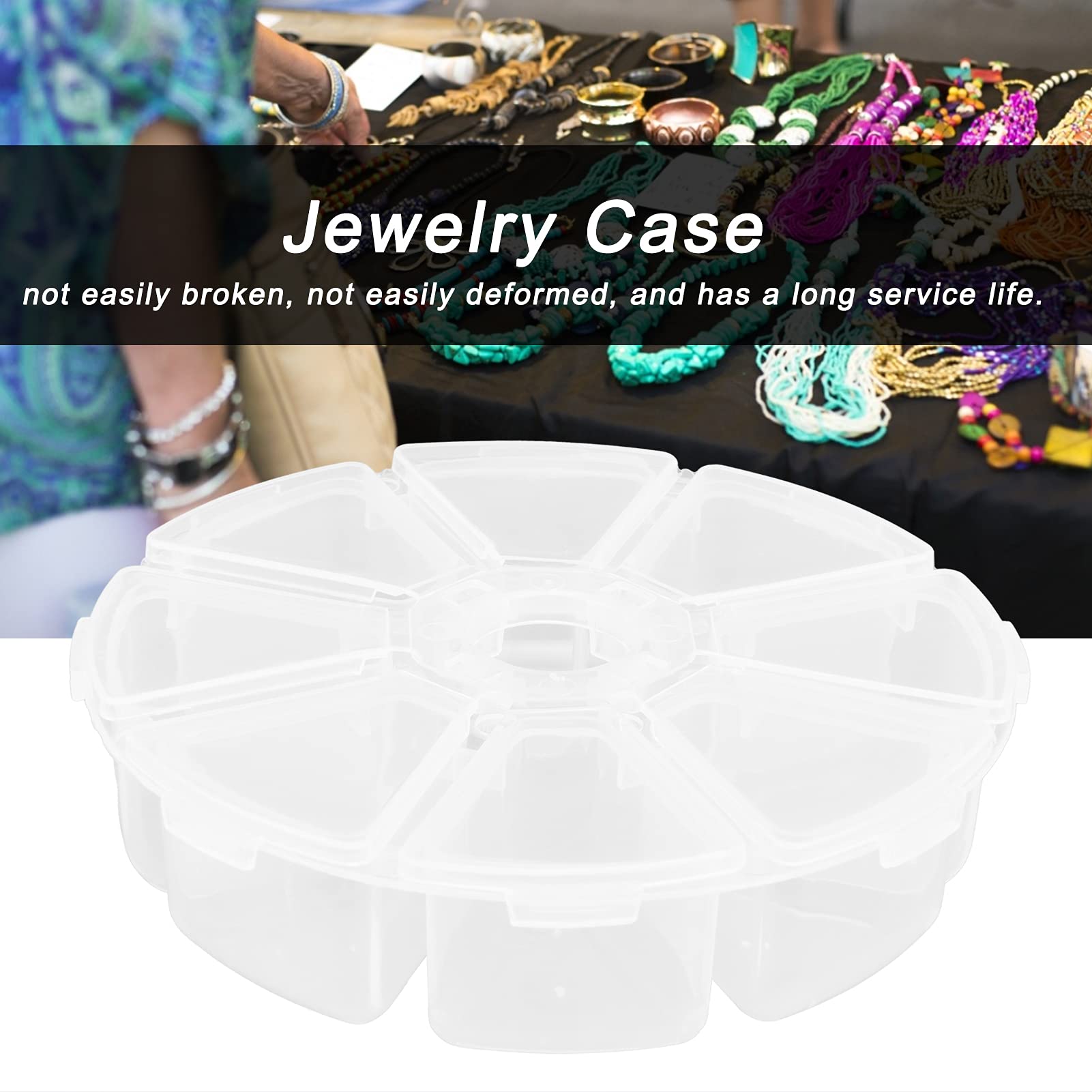 8 Grid Plastic Jewelry Storage Box - Round Bead Organizer for DIY Crafts, Handmade Beads, and Small Accessories - Perfect for Craft Rooms, Jewelry Making, and Home Organization