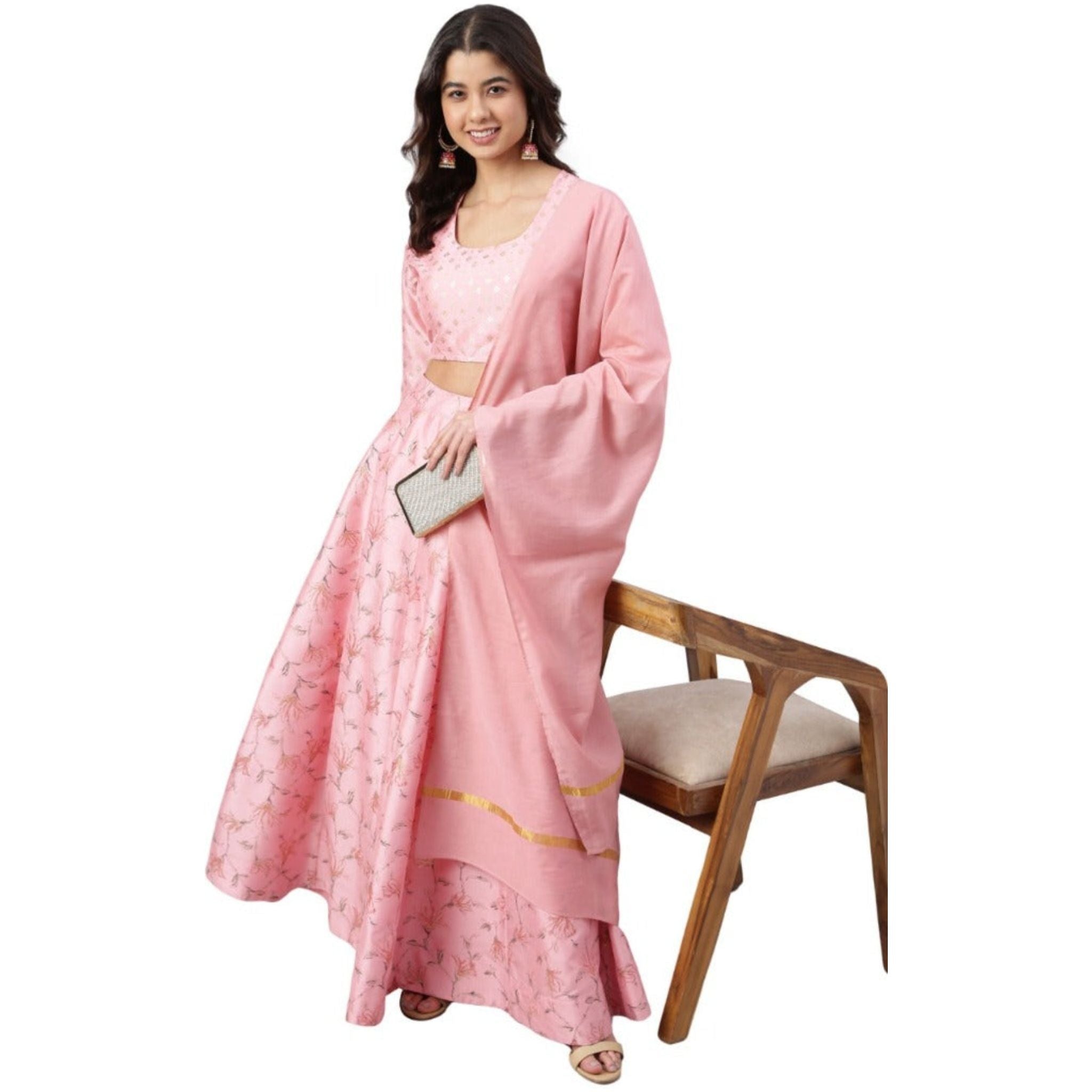 Elegant Baby Pink Lehenga Choli Set with Dupatta for Weddings, Parties & Special Occasions - Perfect for Bridal Shower, Sangeet & Festive Celebrations