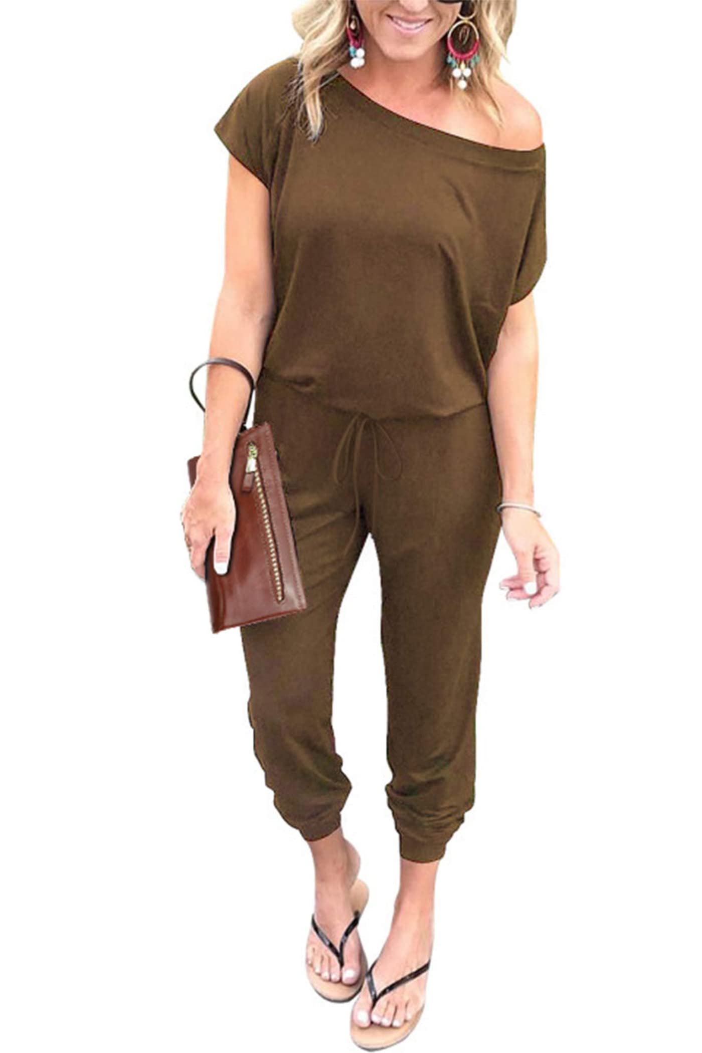 PRETTYGARDEN Women's Off Shoulder Jumpsuit - 2025 Summer Romper Dress for Spring Vacation, Beach Travel & Lounge Outfits | Casual Chic Outfit for Parties, Date Nights & Weekend Getaways