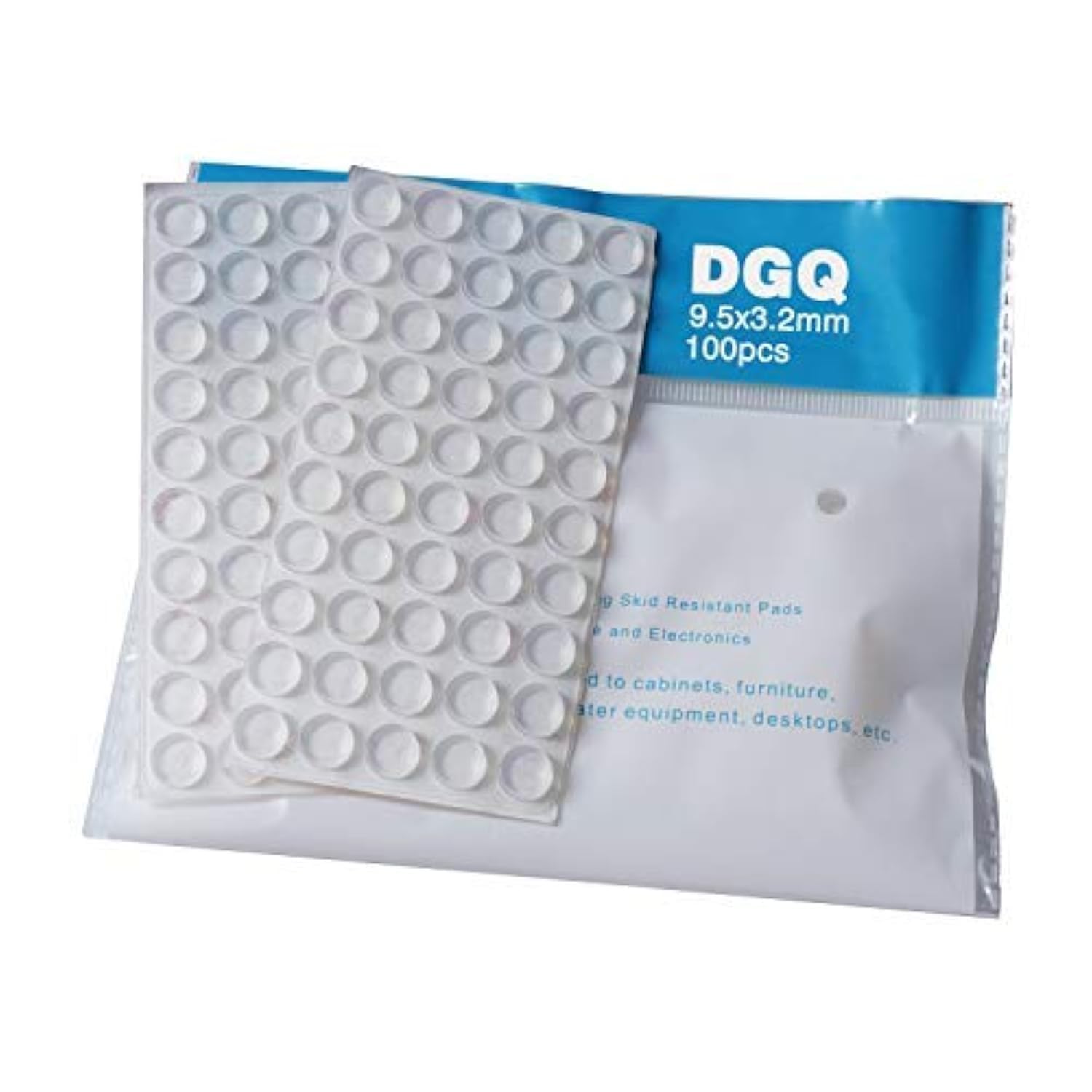 100-Pack Clear Round Self-Adhesive Rubber Bumpers, 3/8 Inch Non-Slip Silicone Pads for Kitchen Cabinets, Drawers, Doors & Furniture - Protect Surfaces from Scratches & Reduce Noise