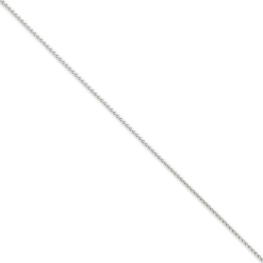 14K White Gold 1.25mm Solid Polished Spiga Chain Anklet Bracelet with Lobster Clasp - Elegant Ankle Jewelry for Women, Perfect for Beach Weddings & Summer Outfits