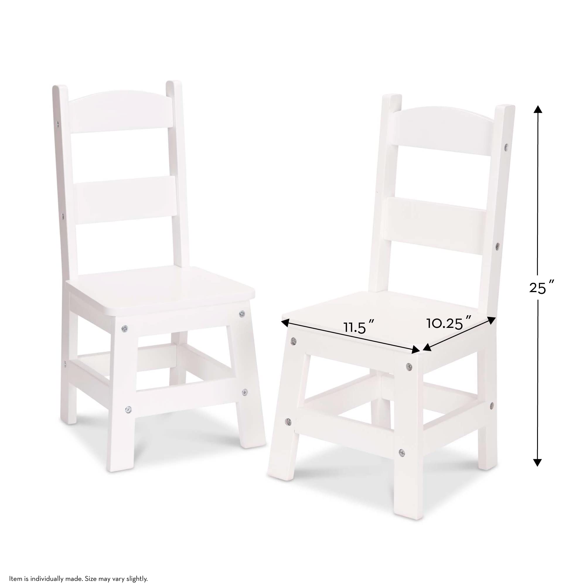 Melissa & Doug Wooden Play Chairs for Kids - Set of 2 White Children's Furniture for Playroom & Toddler Activities | Durable Kids Chairs for Pretend Play, Tea Parties & Classroom Use