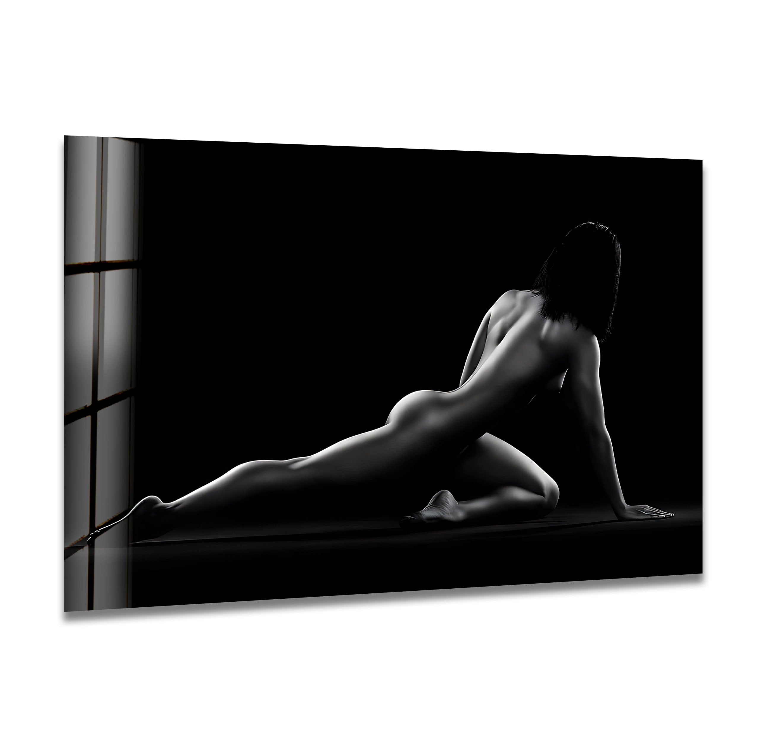 Elegant Black and White Woman Portrait Glass Wall Art - Modern Home Decor for Living Room, Bedroom, or Office