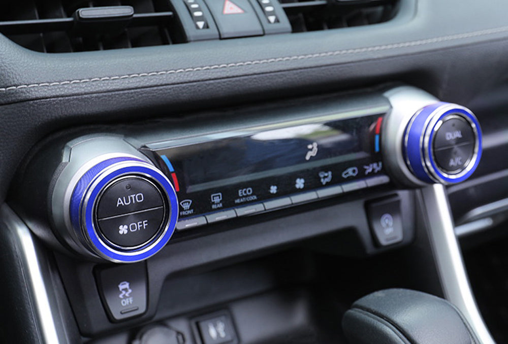 2 Pack Blue Aluminum AC Vent Knob Covers for 2019-2023 Toyota RAV4 - Upgrade Your Interior with Durable Climate Control Decor (Perfect for Customization & Car Accessories Enthusiasts)