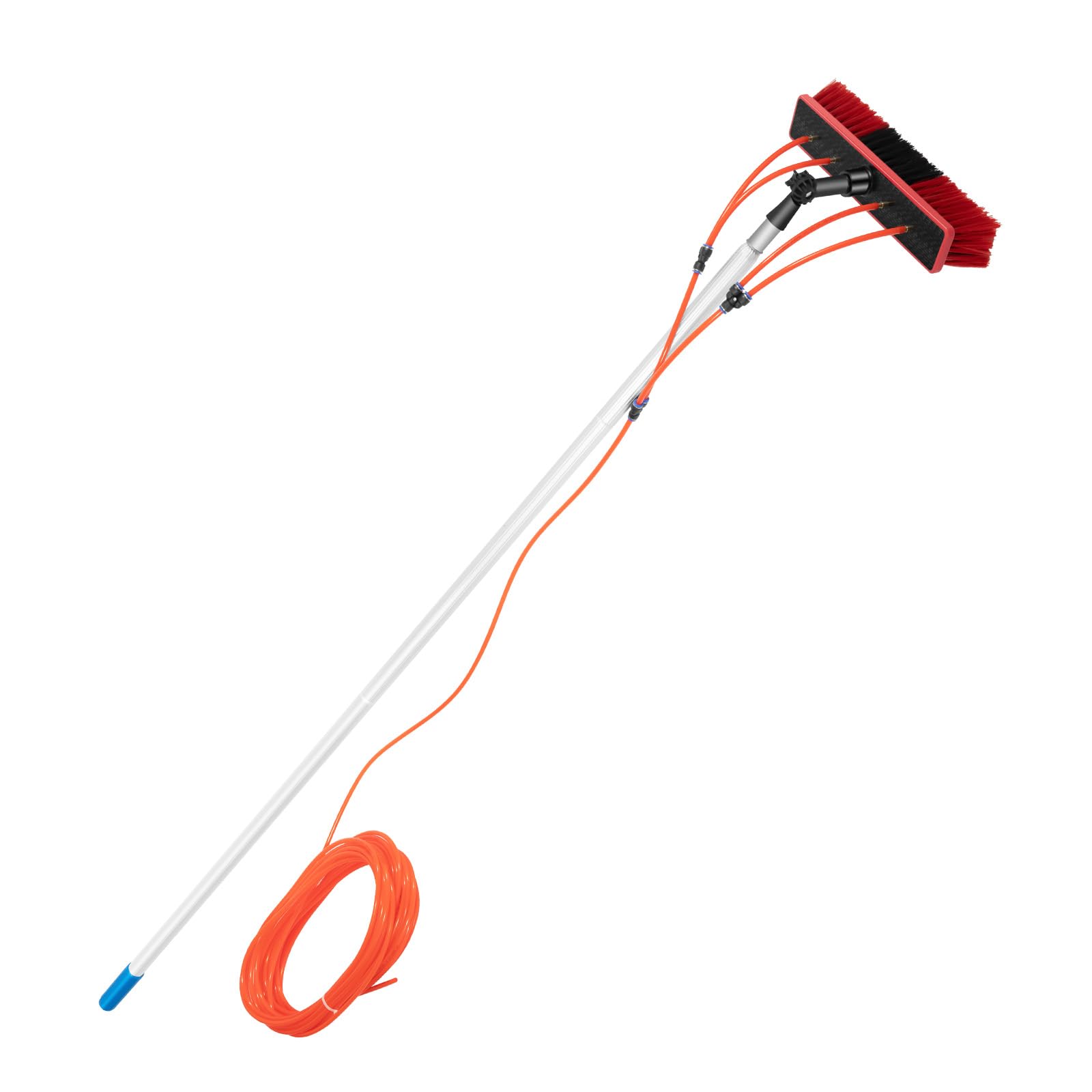 24.3FT Extendable Window Cleaning Pole Kit - 3-in-1 Water/Hose Fed Brush for Solar Panels, Photovoltaic & Outdoor Surfaces | 8M Reach Professional Cleaning Tool with Water Pipe Attachment for Home & Commercial Use