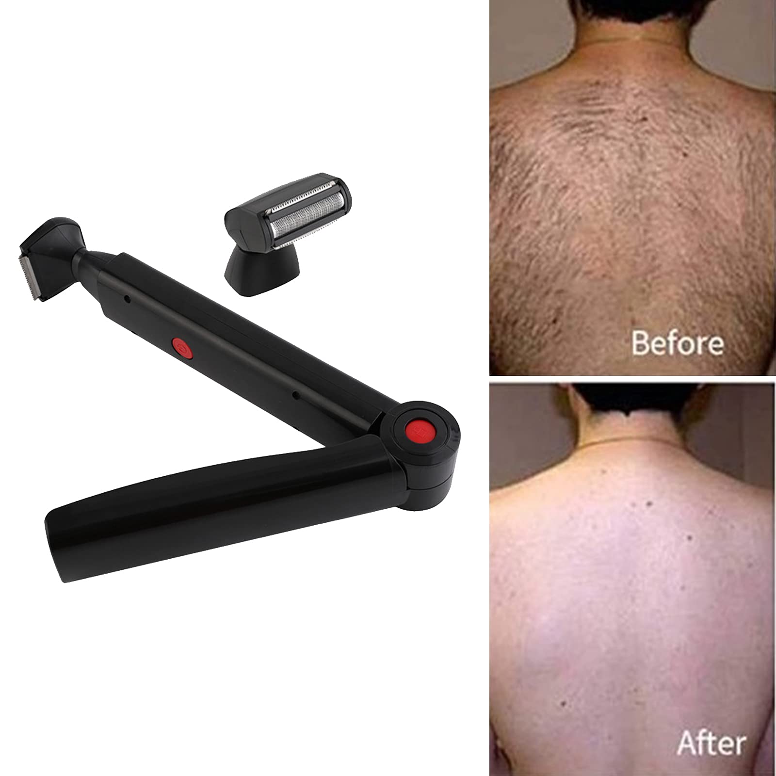 Portable USB Rechargeable Long Handle Foldable Electric Back Hair Remover & Body Shaver - Perfect for Men's Grooming, Travel & At-Home Use
