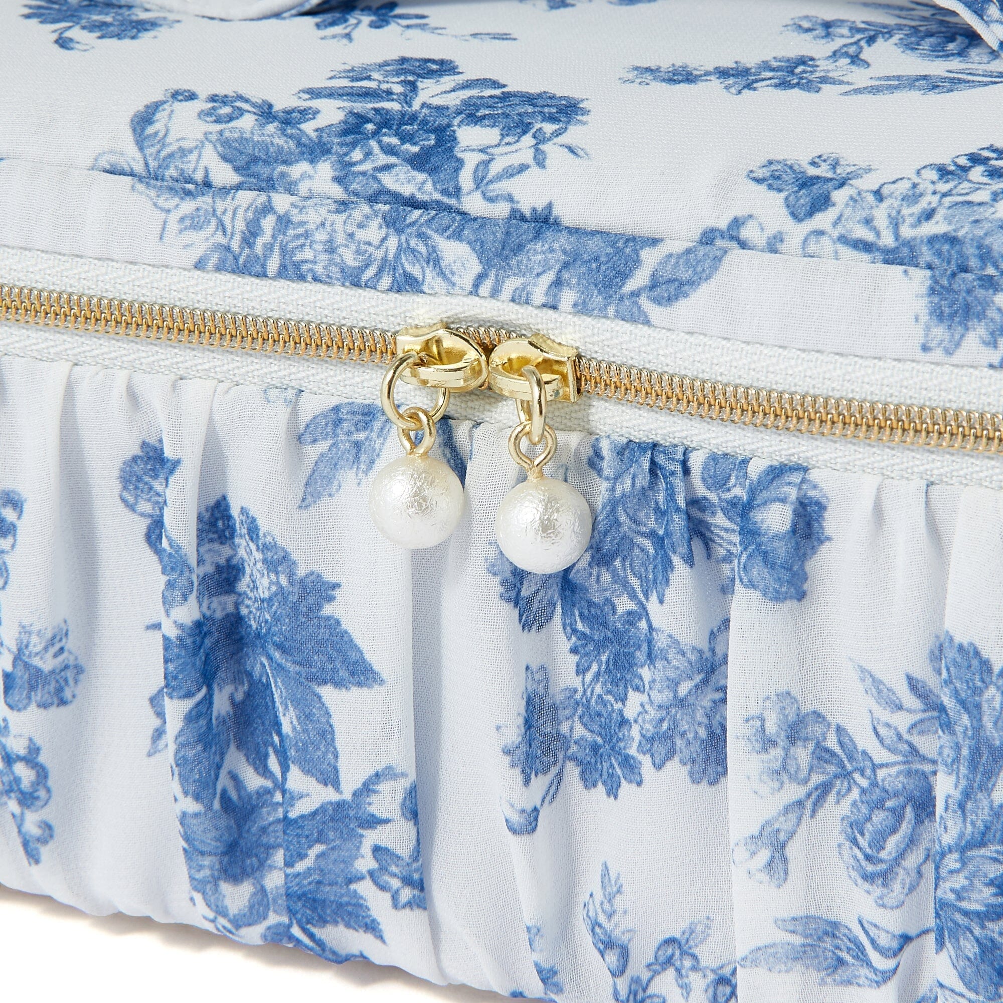 Classic Floral Vanity Pouch - Small Navy Blue Makeup Bag for Women | Perfect for Travel, Bridal Shower & Everyday Use