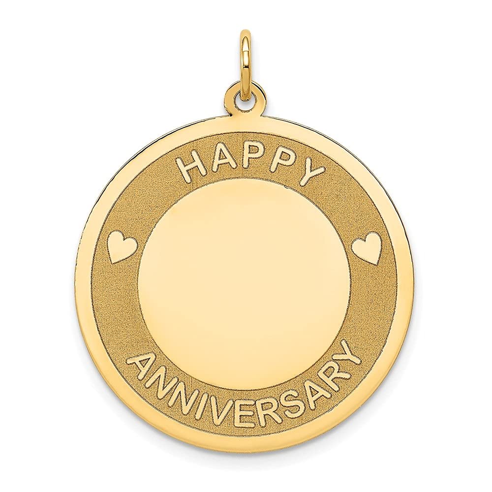 14K Yellow Gold Happy Anniversary Pendant Necklace for Women - Elegant Fine Jewelry Gift (33mm x 25mm) - Perfect for Anniversaries, Valentine's Day & Special Occasions
