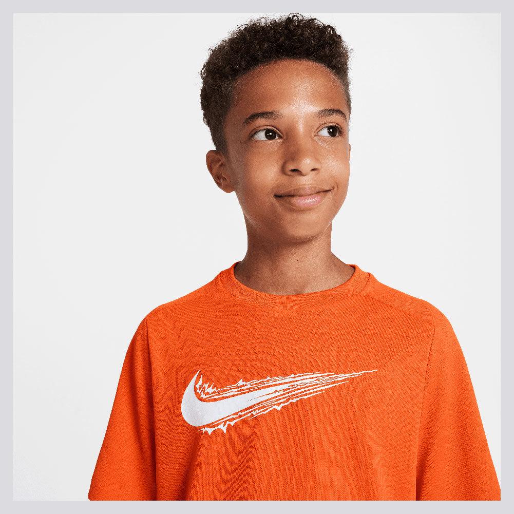 Boys' Dri-Fit Multi Short Sleeve Training Top - Safety Orange & White | Moisture-Wicking Athletic Shirt for Kids' Sports & Outdoor Activities
