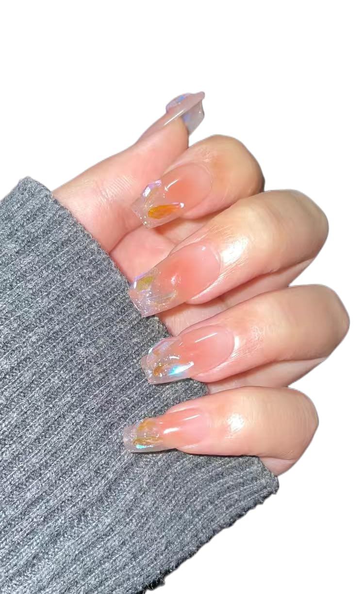 **Premium Reusable Press-On Nails – Handmade Square & French Tip Fake Nails (10pcs) with Jelly Adhesive Tabs, Nail File, Cuticle Stick & Storage Box – Perfect for Parties, Weddings & Everyday Glam**