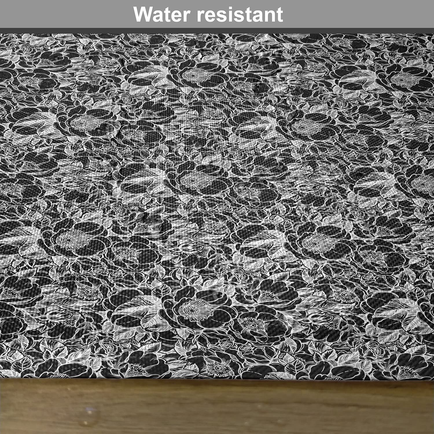 Ambesonne Floral Place Mats Set of 4 - Monochrome Peony Flowers Design, Washable Fabric Table Mats for Dining Room & Kitchen Decor in Charcoal Grey & White | Perfect for Dinner Parties, Holiday Gatherings & Everyday Meals